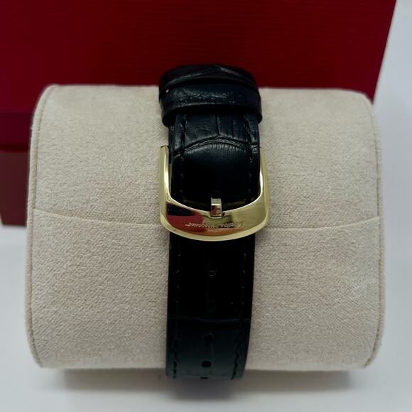 Ferragamo Logomania  Moon Phase Women's Watch Gold Tone Hardware Black Leather - Picture 9 of 13